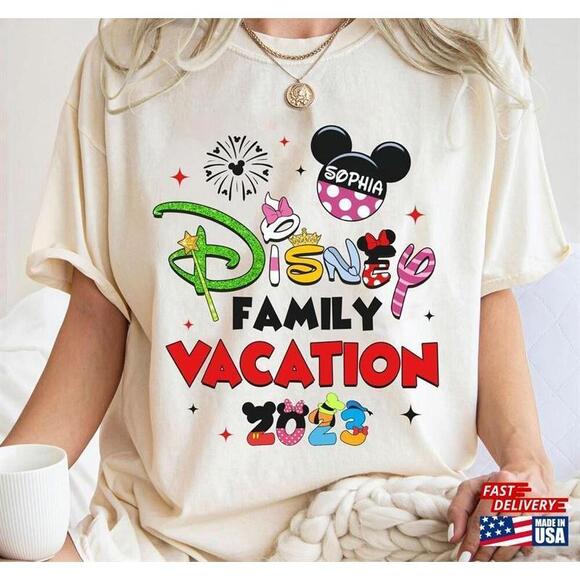 Custom Name Minnie Shirt Disney Family Vacation 2023 Mickey Icon Tshirt Classic - Picture 1 of 4